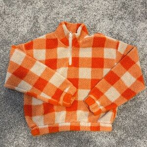 Orange Checkered Women's Sweater